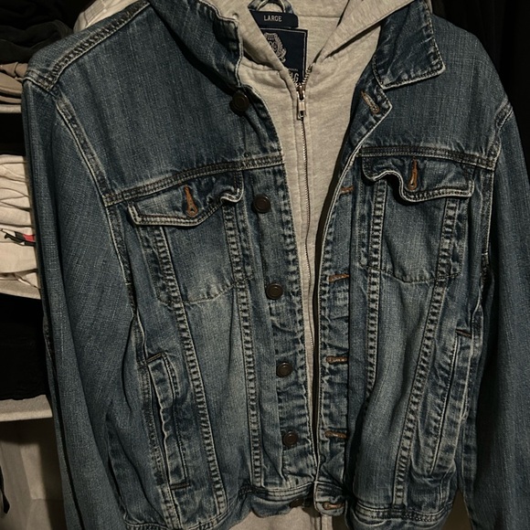 American Rag Blue Denim Jacket with Hoodie - Picture 2 of 3